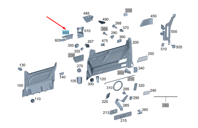 NEW MERCEDES-BENZ VITO W447 REAR INTERIOR SIDE WALL TRIM A44769277009051