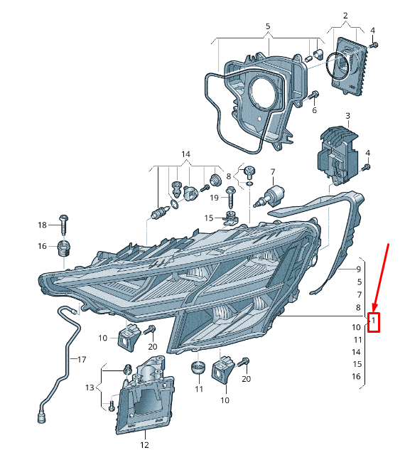 new audi q8 4mn front left headlight rhd 4m8941773a original