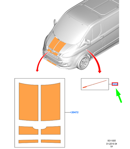 new ford transit custom mk1 front left side decal 2129159 original