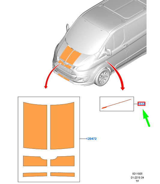 new ford transit custom mk1 front left side decal 2129159 original