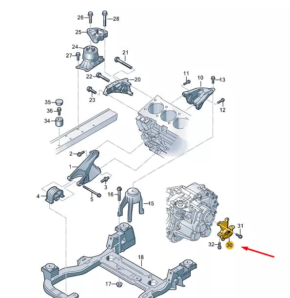NEW VW TRANSPORTER VI T6 LEFT GEARBOX MOUNT 7E0399151B