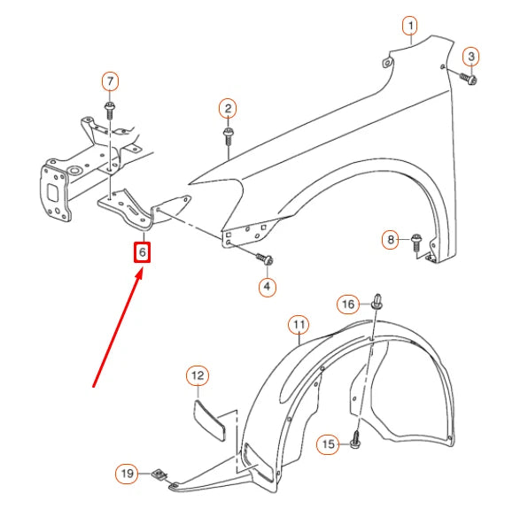 NEW VOLKSWAGEN PASSAT B8 FRONT LEFT FENDER BRACKET 561821135A ORIGINAL