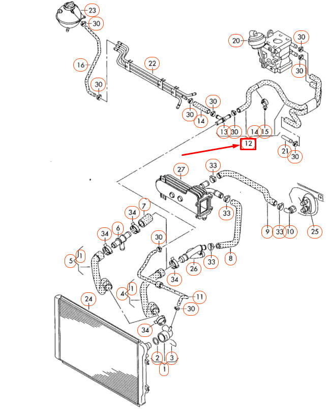 NEW AUDI A3 8P ENGINE COOLANT HOSE 1K0122447FR ORIGINAL