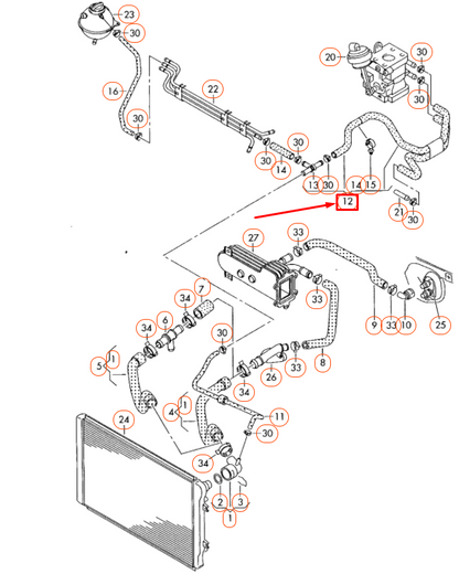 NEW AUDI A3 8P ENGINE COOLANT HOSE 1K0122447FR ORIGINAL