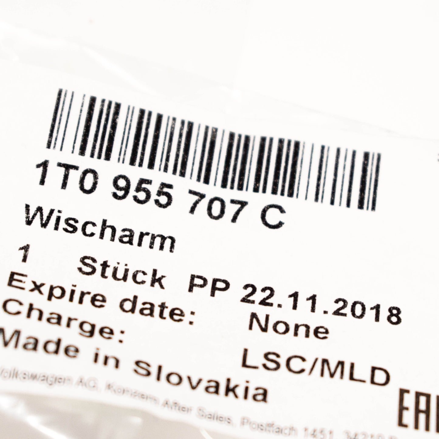 NEW VOLKSWAGEN TOURAN 1T REAR WINDSCREEN WIPER ARM 1T0955707C ORIGINAL