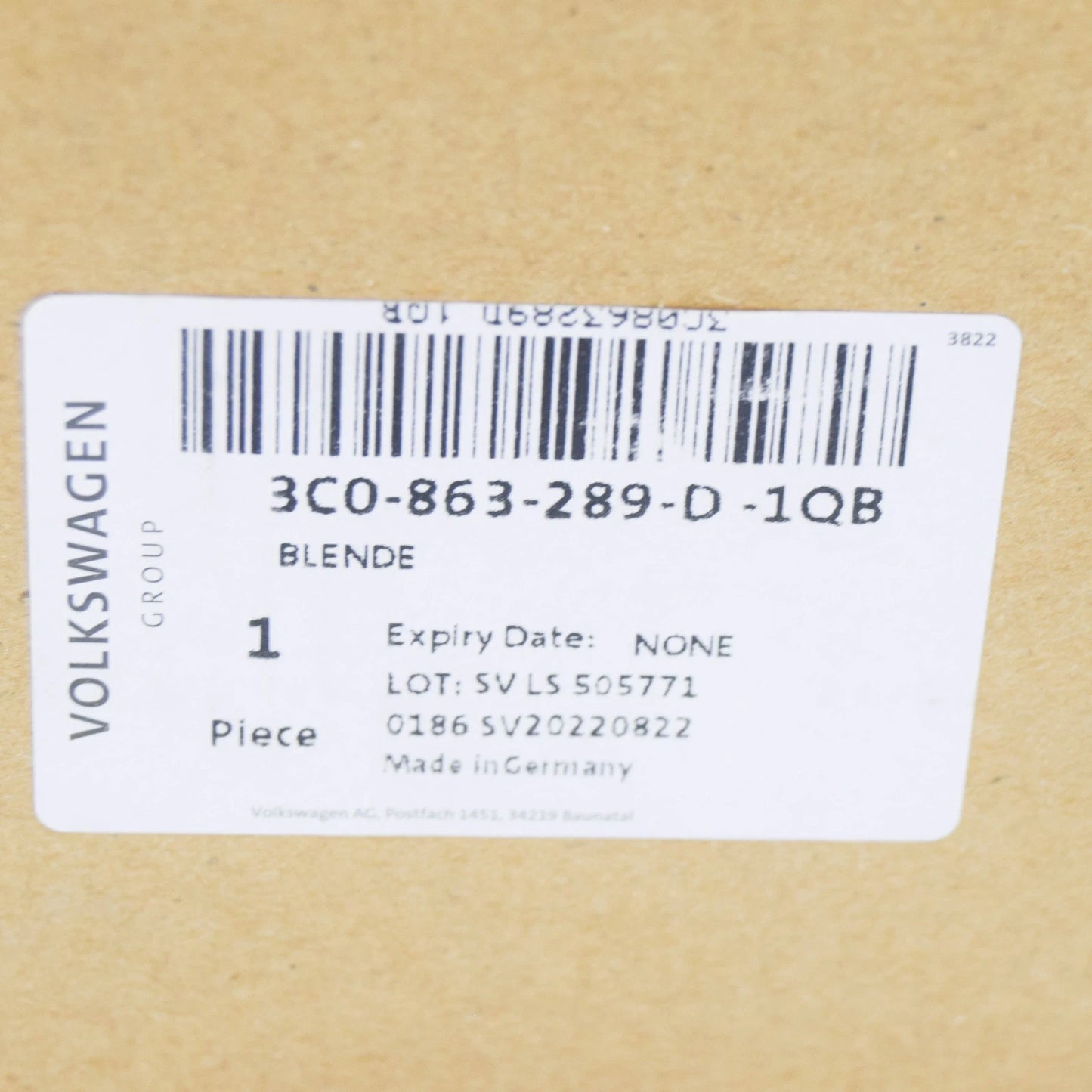 NEW VW PASSAT B6 3C REAR CENTER CONSOLE TRIM FLAP COVER 3C0863289D1QB ORIGINAL