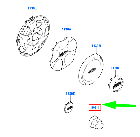 new ford transit mk3 wheel nut cap yc15-1k011-ab 4041979 original