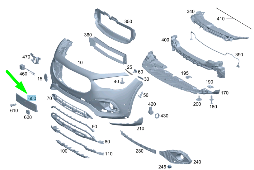 new mercedes-benz gla h247 front licence plate holder a2478804501 original