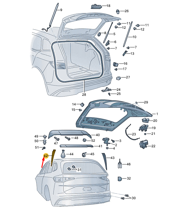 new skoda enyaq iv suv rear left spoiler 5lg827931a original