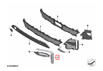 new bmw x7 g07 front bumper grille left finisher 51118092883 8092883 original