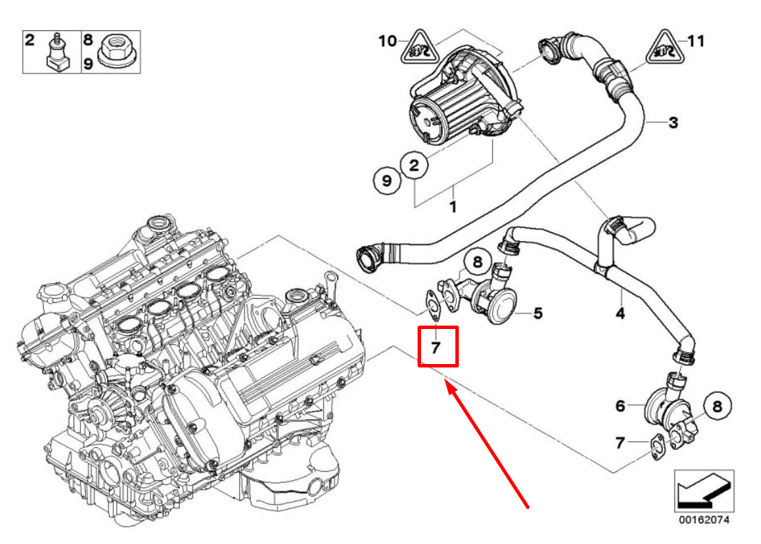 new bmw 3 e92 secondary air injection valve gasket 11727838389 7838389 original