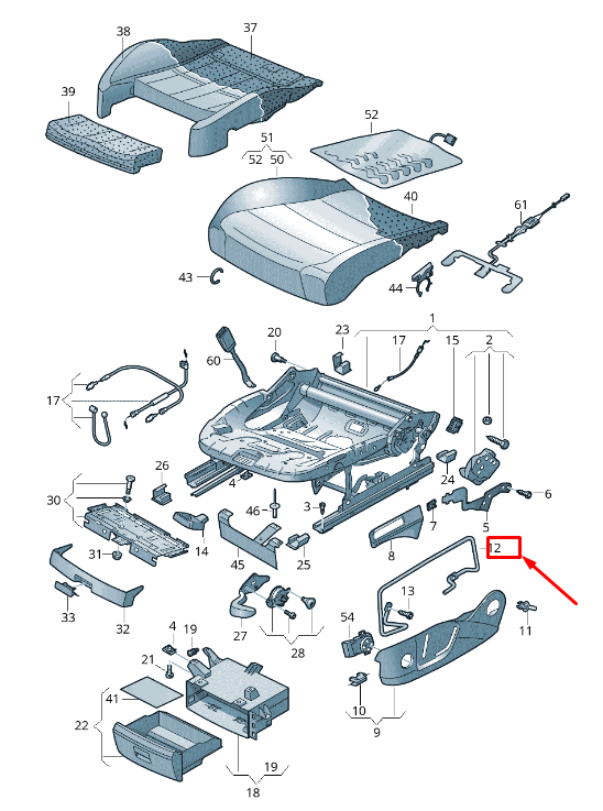 NEW VW TOURAN 5T FRONT LEFT SEAT RETAINING BAR 510881559A ORIGINAL