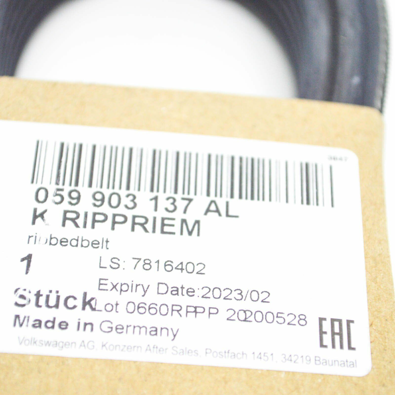 NEW AUDI Q7 4L SERPENTINE POLY-V-BELT 059903137AL ORIGINAL