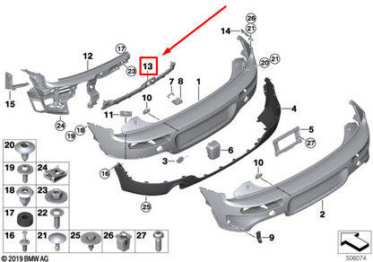 new mini f54 rear center bumper cover support rail 51127423120 7423120 original