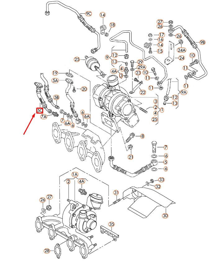 NEW VOLKSWAGEN POLO 9N OIL RETURN LINE 028145736AE