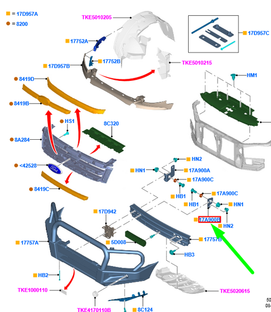 new ford ranger t6 mk1 front bumper impact joint cover 1769413 original