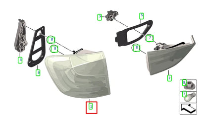 NEW BMW X1 E84 REAR BUMPER SIDE PANEL RIGHT TAIL LIGHT 63212990110 ORIGINAL