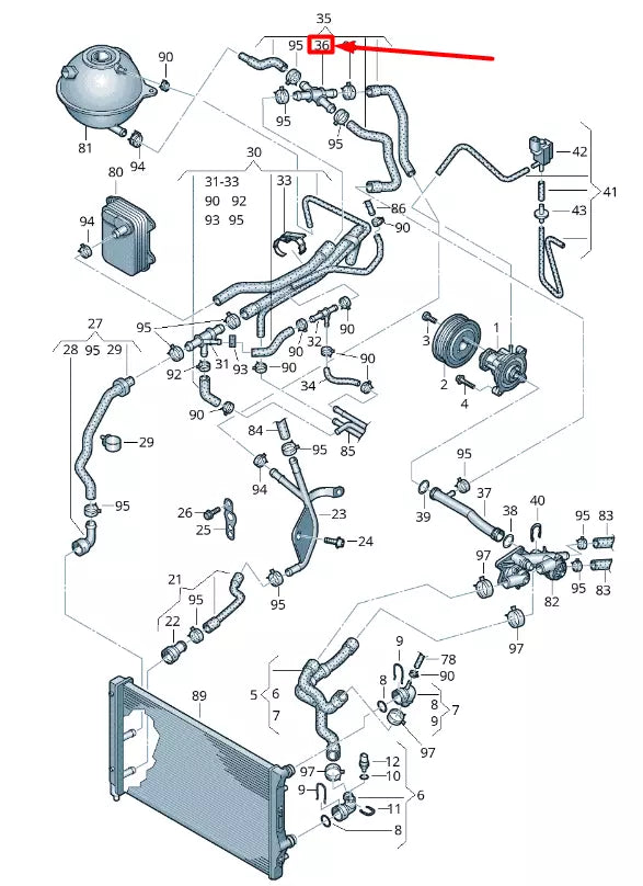 NEW VOLKSWAGEN CADDY 2K MK3 COOLANT HOSE DISTRIBUTOR 1K0121087T
