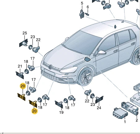 NEW VOLKSWAGEN GOLF MK7 5G FRONT CENTER PARKTRONIC BRACKET 5G0919493J ORIGINAL