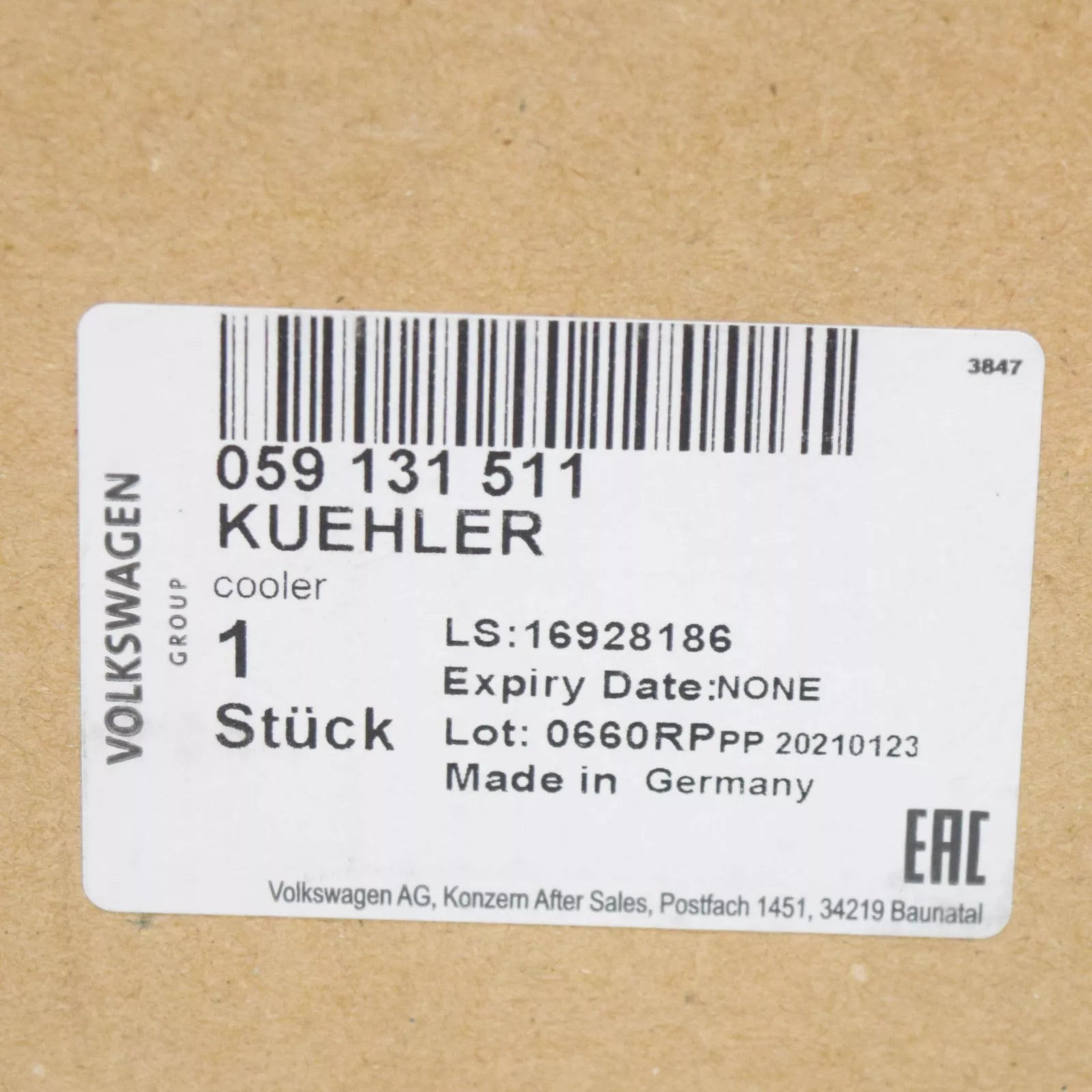 NEW AUDI A4 B7 EXHAUST RECUPERATION COOLER 059131511 ORIGINAL