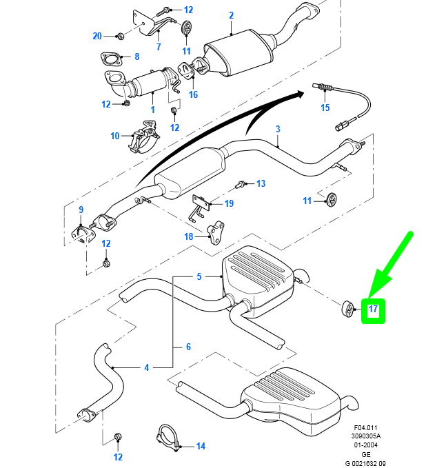 new ford mondeo mk3 exhaust system rubber insulator 1117761 original