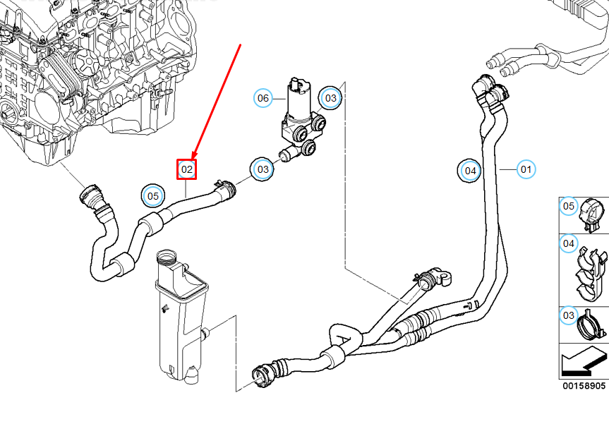 new bmw x3 e83 engine inlet and heater control valve hose 64213449195 original