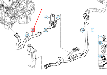 new bmw x3 e83 engine inlet and heater control valve hose 64213449195 original