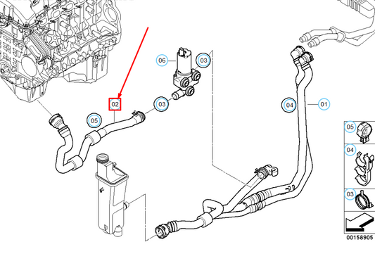 new bmw x3 e83 engine inlet and heater control valve hose 64213449195 original