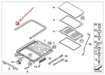 NEW BMW 5 E60 SUNROOF GASKET 54137069632 7069632 ORIGINAL