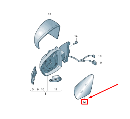 new vw t-roc a1 front left door mirror glass lhd 2ga857521c original