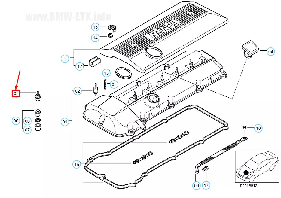 NEW BMW 5 E34 CAP NUT VALVE COVER 11121738608 1738608 ORIGINAL