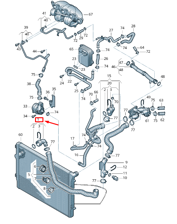 new vw tiguan 5n lower radiator coolant hose adapter 5n0122291c original