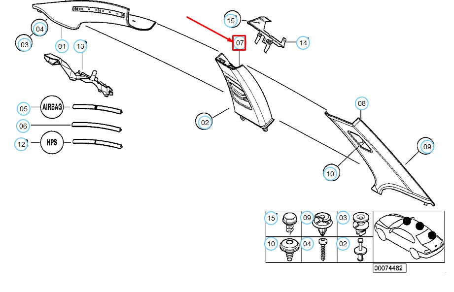 NEW BMW 3 COUPE E46 RIGHT UPPER A COLUMN ITS COVER 51437065362 7065362 ORIGINAL