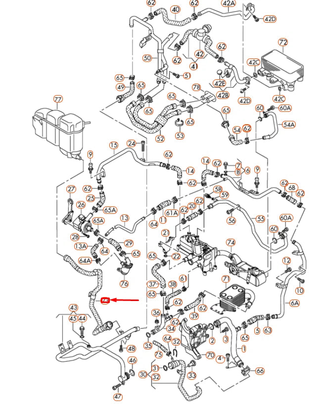 NEW VOLKSWAGEN TOUAREG 7P ENGINE COOLANT OVERFLOW HOSE 7P6122109D