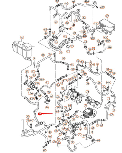 NEW VOLKSWAGEN TOUAREG 7P ENGINE COOLANT OVERFLOW HOSE 7P6122109D