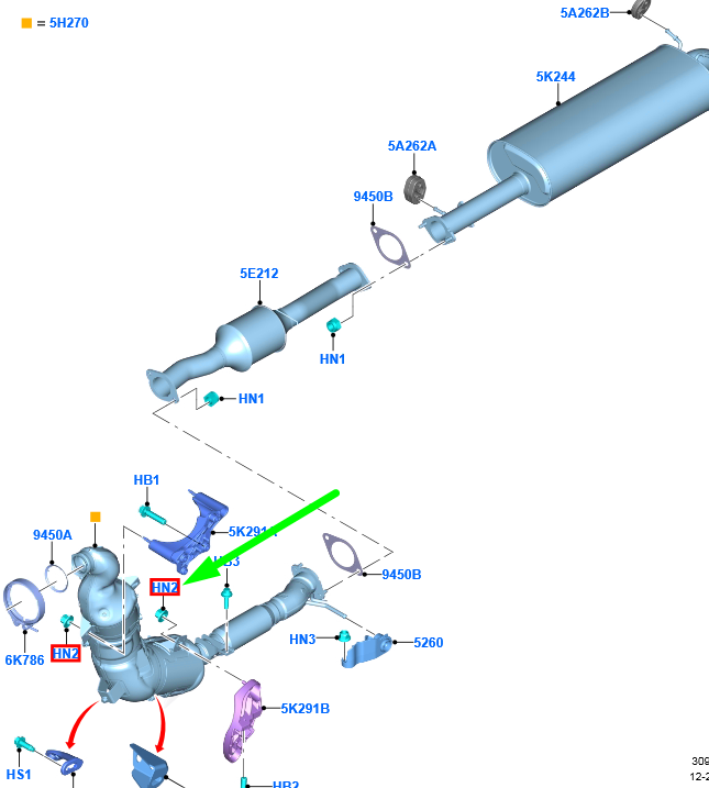 new ford ranger t6 mk1 exhaust system nut w710984-s437 1723630 original