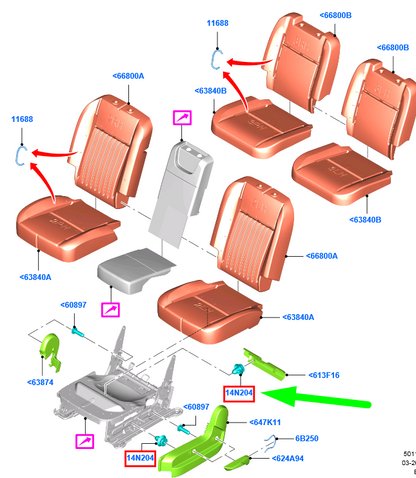 new ford grand c-max mk2 rear seat wiring clip am51-14n204-ba 1697652 original