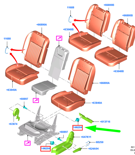 new ford grand c-max mk2 rear seat wiring clip am51-14n204-ba 1697652 original
