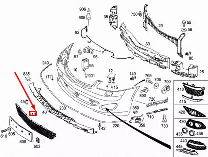 NEW MERCEDES-BENZ S W221 AMG FRONT BUMPER CENTER GRILLE A2218850953 ORIGINAL