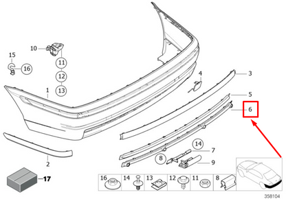 new bmw 3 e46 rear bumper pdc lower center cover 51122492229 2492229 original
