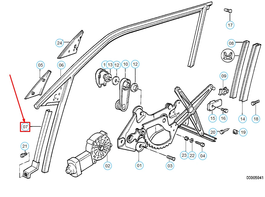 NEW BMW 5 E34 FRONT LEFT DOOR WINDOW GUIDE RAIL 51321944525 1944525 ORIGINAL