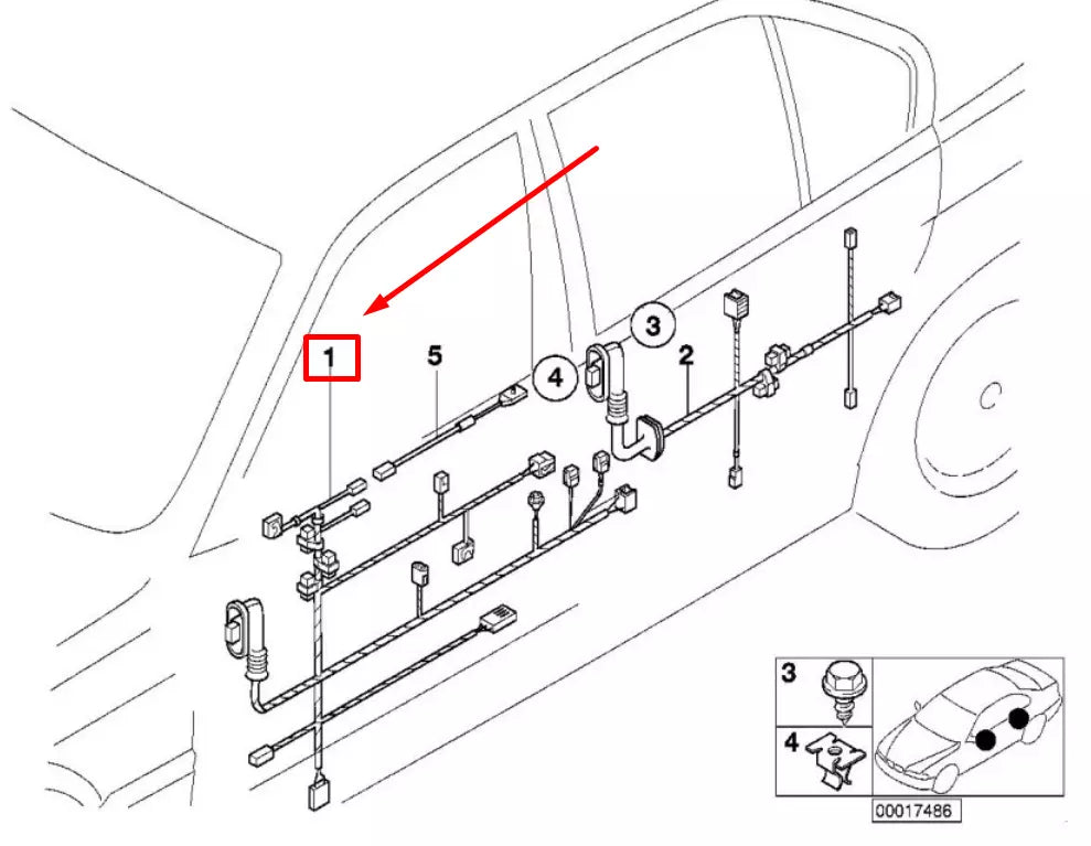 NEW BMW 3 COMPACT E36 DOOR CABLE HARNESS 61128383108 8383108 ORIGINAL