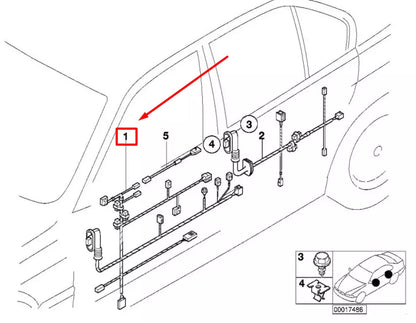 NEW BMW 3 COMPACT E36 DOOR CABLE HARNESS 61128383108 8383108 ORIGINAL