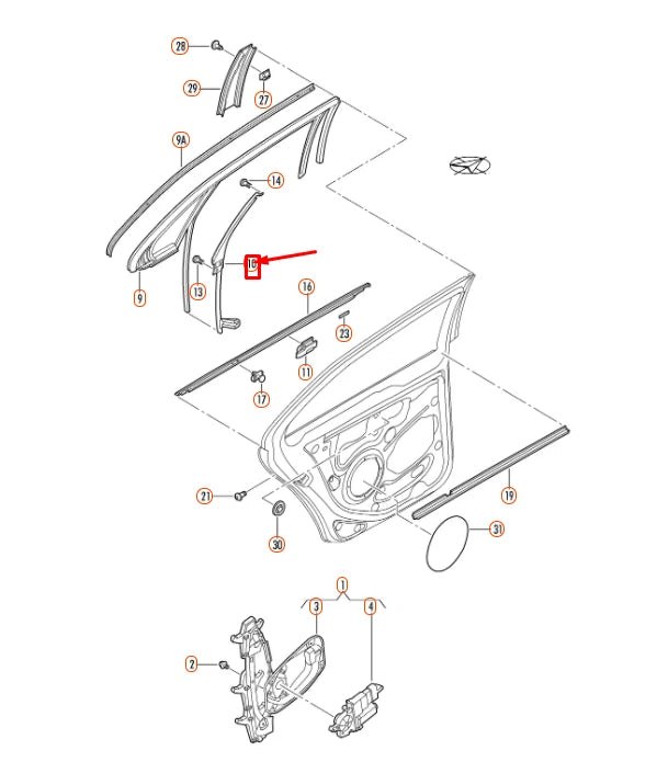 NEW VOLKSWAGEN JETTA A5 REAR RIGHT WINDOW GUIDE RAIL 1K5839408K03C ORIGINAL