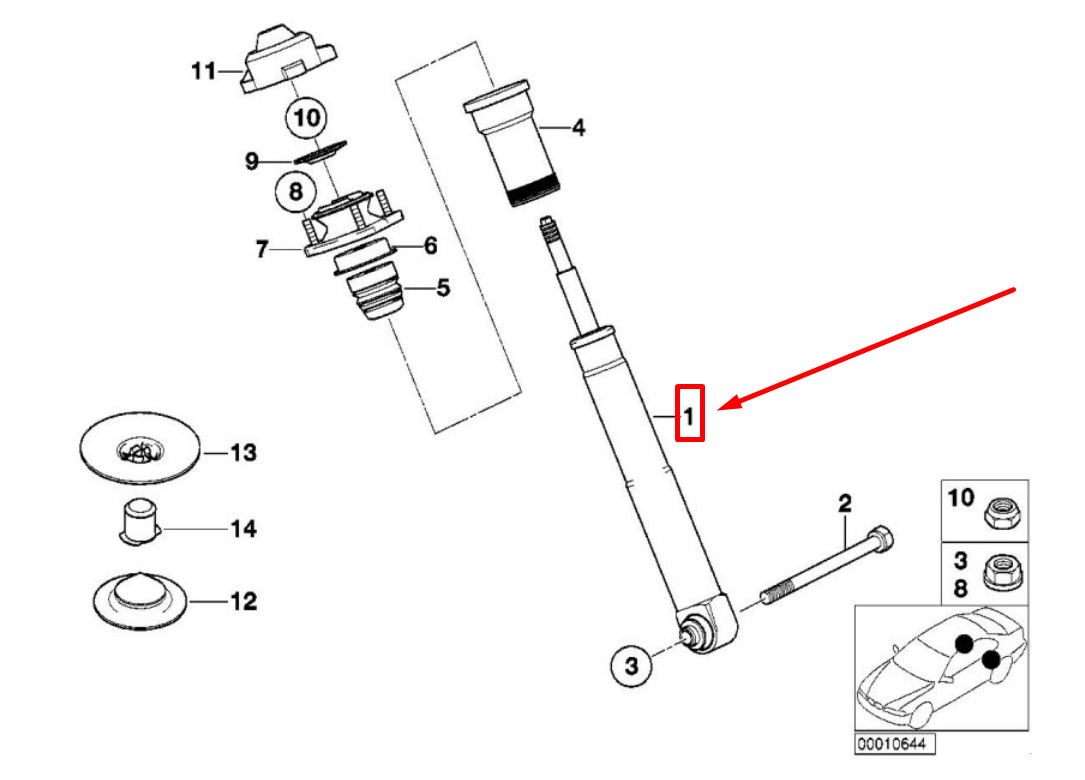 new bmw 5 e39 rear shock absorber 33521094052 1094052 original