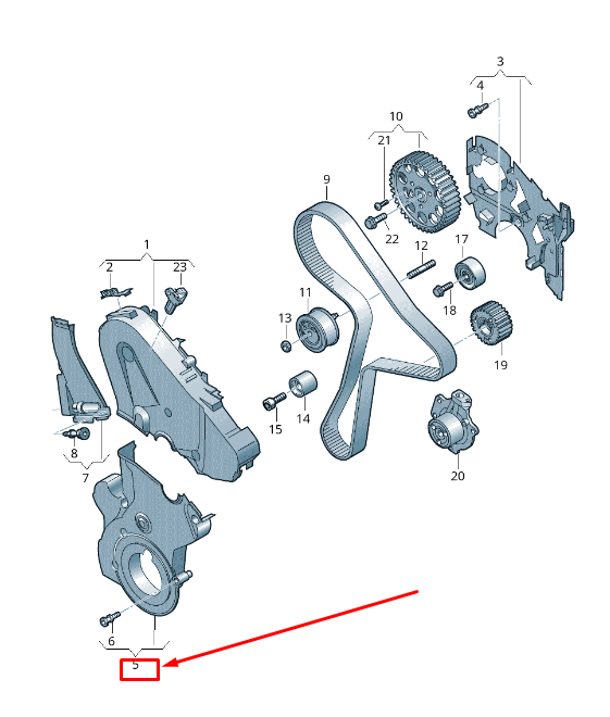new vw t-roc a1 engine toothed belt guard 05l109147d original