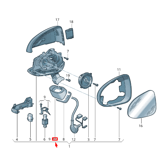 NEW VW TOUAREG MK2 FRONT RIGHT DOOR MIRROR COVER CAP RHD 7P6857086A9B9 ORIGINAL