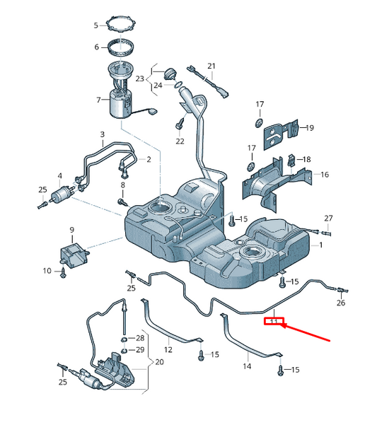 new vw sharan 7n fuel tank breather line 7n0201931 original