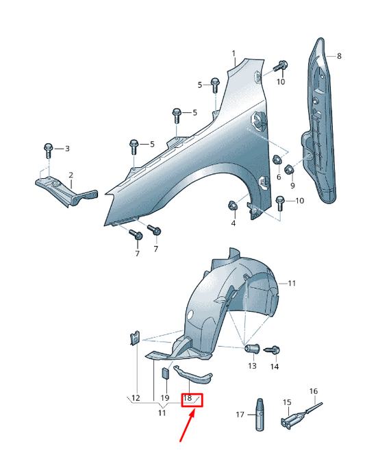 new skoda octavia 5e mk3 front left wheel arch liner spoiler 5e0853887 original