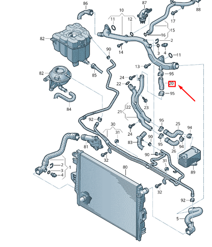 new vw touareg 7p mk2 coolant hose 06e121058d original